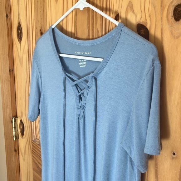 AMERICAN Eagle Outfitters Soft & Sexy Lace Up Crew Neck T-Shirt - Picture 2 of 7